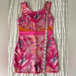 Cat & Jack Feathered Hearts Biketard Pink and Orange Leotard